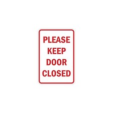 Portrait Round Please Keep Door Closed Sign with Adhesive Tape White/Red - Me...