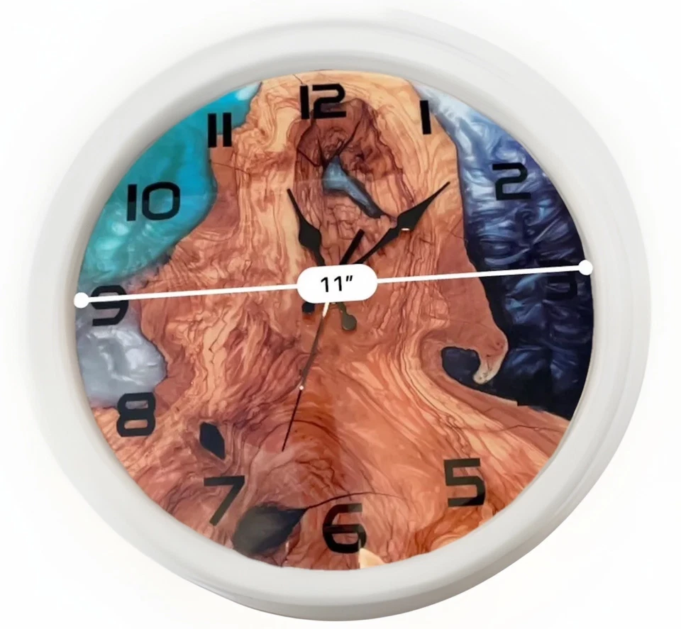 Unique Epoxy Resin Wall Clock Live Edge Design - Image 2 of 3