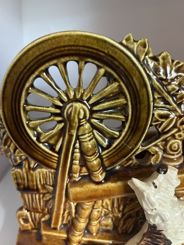 Vintage McCoy "Scottie Dog Cat" Planter Spinning Wheel Planter Circa 1950 - Picture 5 of 9