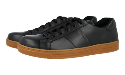 PRADA Leder Downtown Sneaker - 4E3501 - Schwarz - NEU