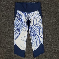 Under Armour Compression Leggings Womens Medium Blue Geometric Cropped Heatgear