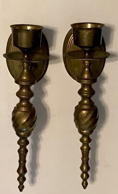 Vintage Brass Candle Wall Sconces Set Of 2 Made In India 12 Ebay