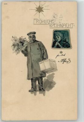 11002361 - 1903 Postcard Dienstmann with Package Christmas
