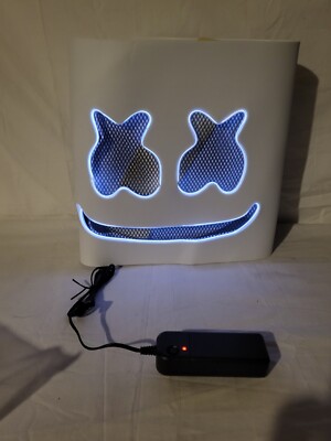 DJ Marshmello Light Up Mask Full Head White 3 Different Settings Halloween Mask