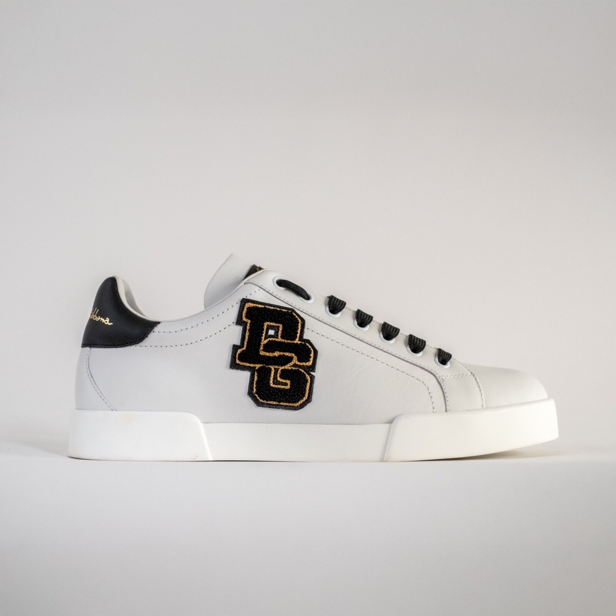 EU 42.5 - DOLCE & GABBANA Portofino Logo Patch White Leather Low