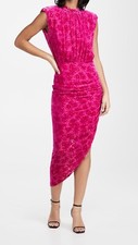 Veronica Beard Women Kendall Burnout Velvet Asymmetrical Pink Midi Dress 4 $650