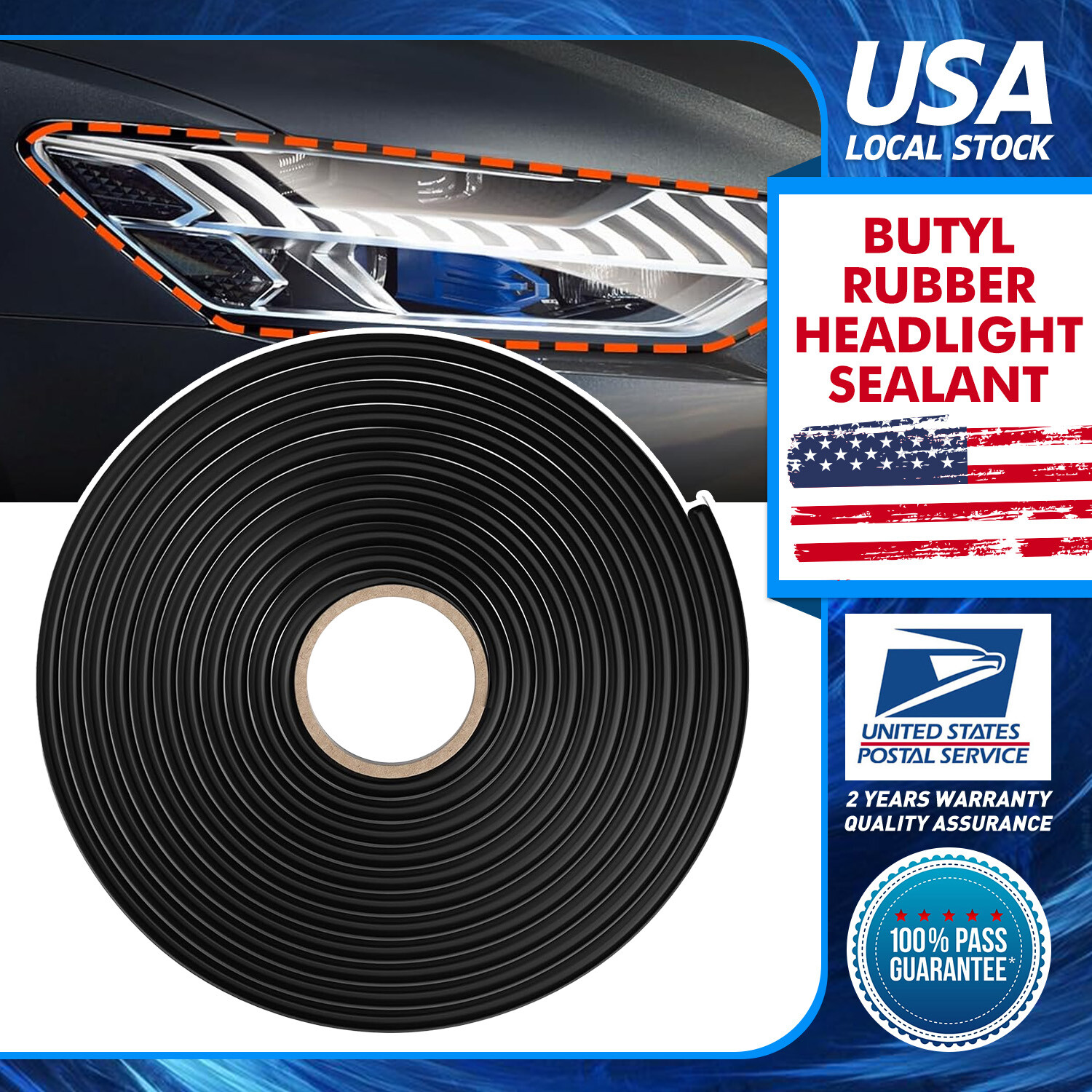 13ft U-Shape Butyl Rubber Car Headlight Sealant Adhesive Tape