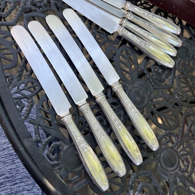 4! Long Blunt Hollow Dinner Knives Silverplate International Ambassador NO Monos