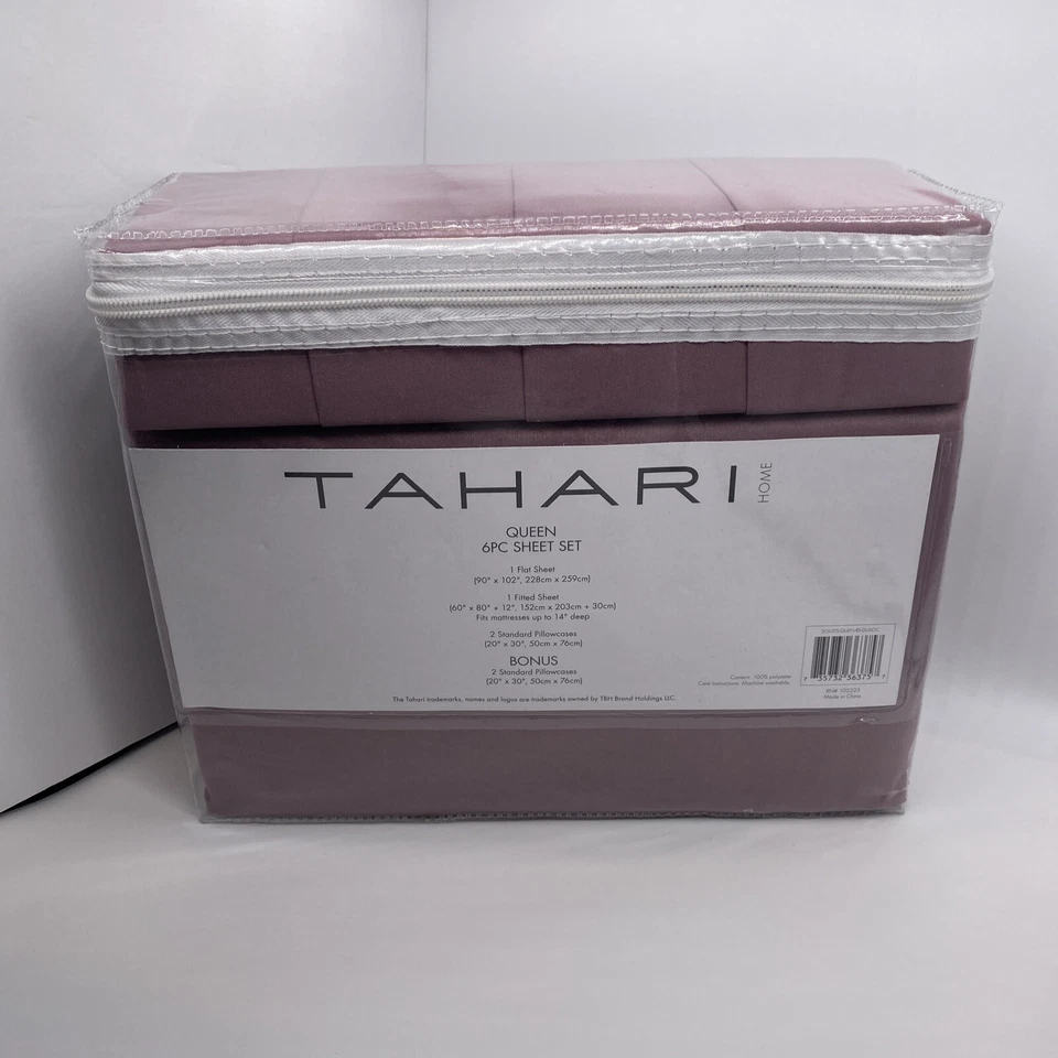 Juego de sábanas Tahari Home Soft Touch Queen 6 piezas / 2 fundas de almohada púrpura Foto 3 de 4