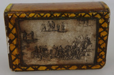Emaillierte Streichholzschachtel-Halter Stich Kutsche um 1900 (101807)