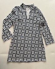NEW Mahi Gold Tunic Dress Long Sleeve Cape Cod in Navy Size Large