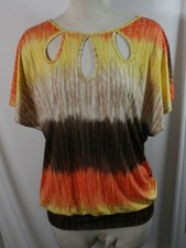 Extra large jersey top, cap sleeve, tie dye style print, yellow, made in USA