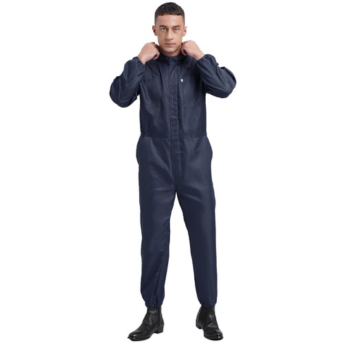 Mens Coverall Flame Jumpsuit Resistant Hooded Mechanic Dungarees Halloween Work - Picture 17 of 50