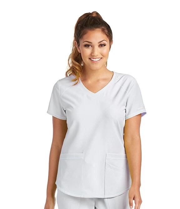 BARCO SKETCHERS MUJER TOP EXFOLIANTE BLANCO CUELLO EN V BOLSILLOS 3PKT BREEZE SK101 NUEVO CON ETIQUETAS XL Foto 2 de 4