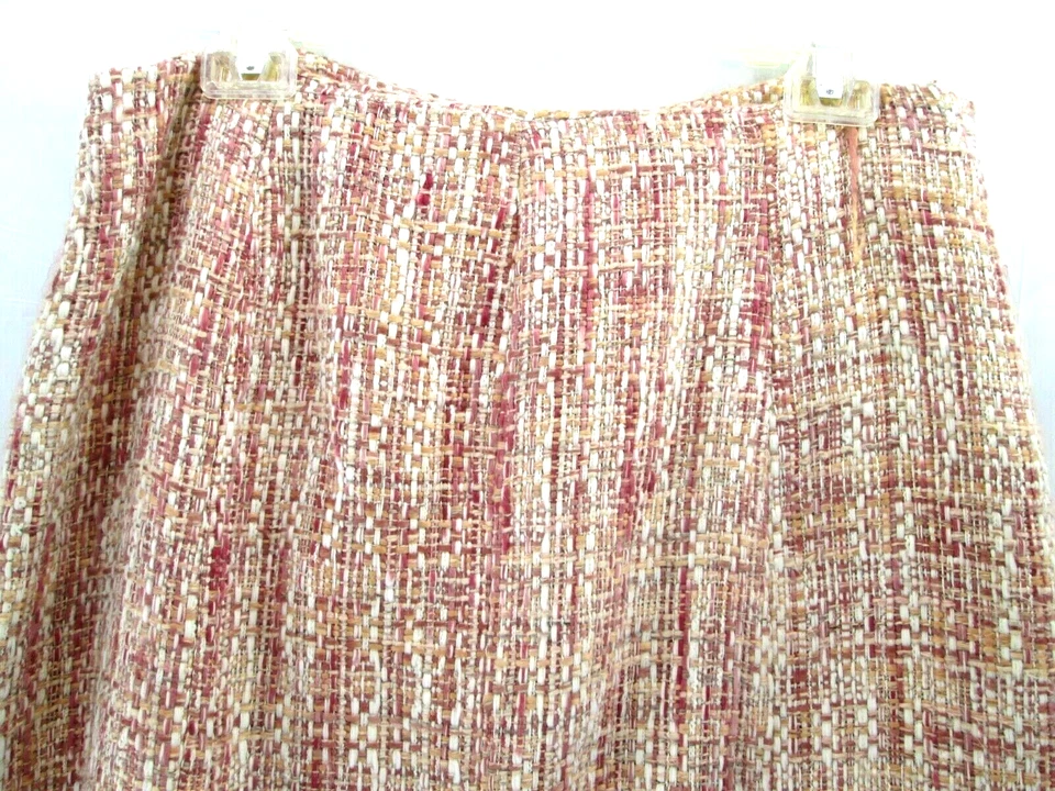 Falda Nine & Company Tweed Talla 12 Rosa Tejido Melocotón Completamente Forrada Texturizada Nueva Con Etiquetas Foto 3 de 4