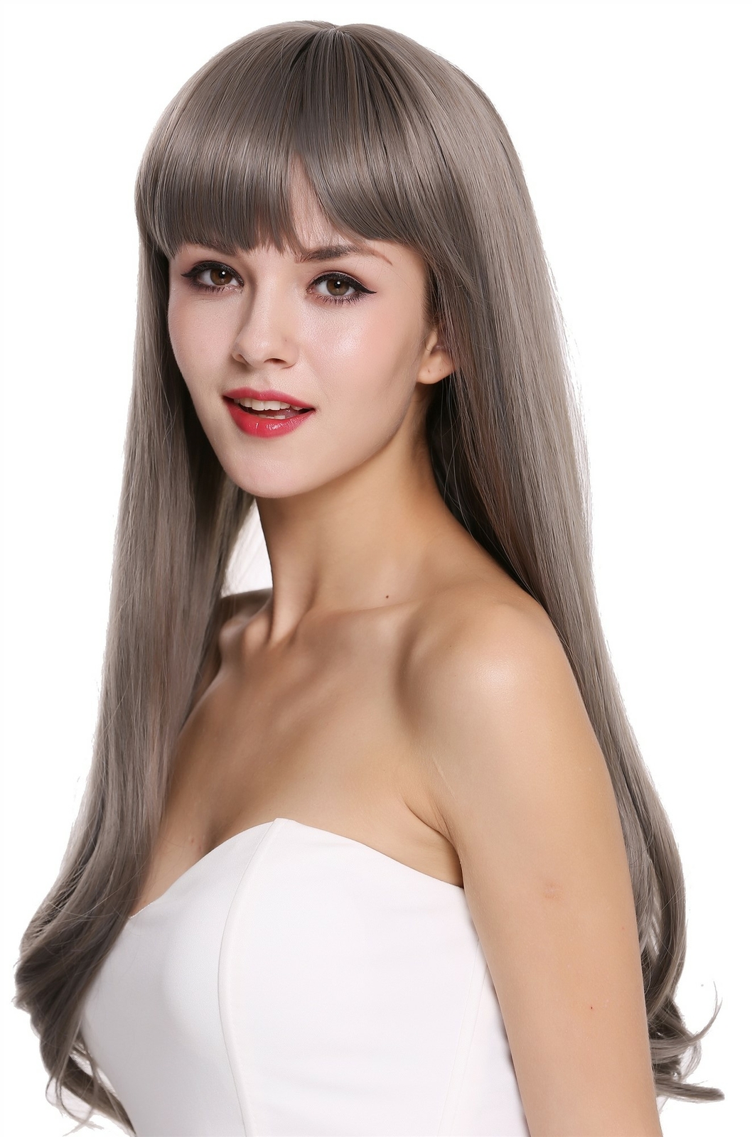 Wig Women's Wig Very Long Straight Bangs Brown Gray Mix Cosplay C8135-8AT10A