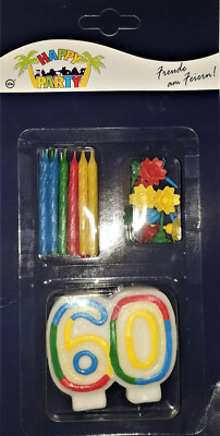 1 SET Geburtstag Jubiläums Kerze 60 mit 12 Kerzen & Halter
