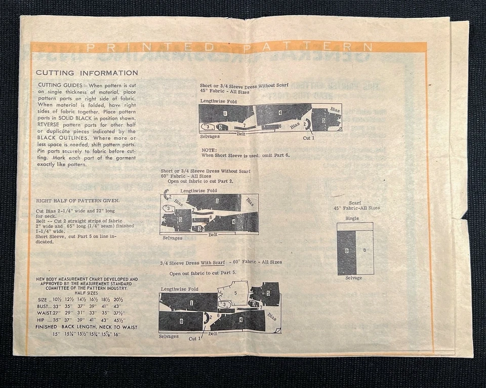 Printed Pattern A855 Misses Designer Dress Original 1970's Pattern sz 16 1/2 Cut - Image 4 of 4