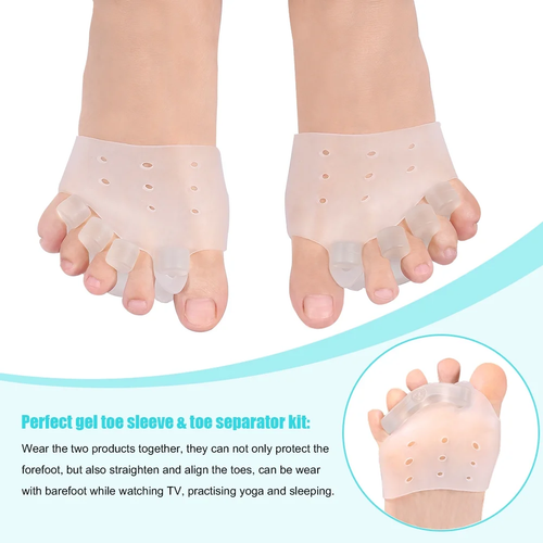 2 Pair Gel Toe Separators & Bunion Corrector with Metatarsal Pads Forefoot Cushi - Picture 2 of 12