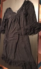Moda International Women's Black Dress Lace Sleeves Size S Boho Festival