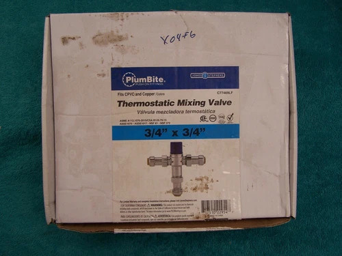 New Jones Stephens C77469LF Plumbite 3/4"x3/4" Push On Thermostatic Mixing Valve - Picture 2 of 2