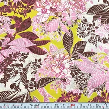 BasicGrey Sultry for Moda Floral on Lime Green Cotton Fabric Remnant 35" x 43"