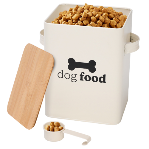 Pet Food Treats Metal Storage Tin Jar Box Dog Airtight Lid Scoop Container 2 Pcs - Picture 8 of 9