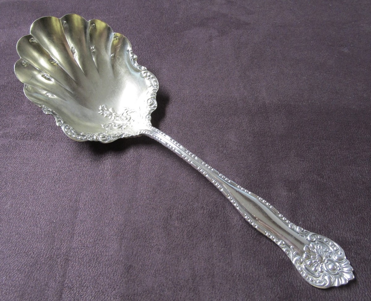 YORK Serving Spoon Rococo Silverplate Gilded Bowl 1900 No Monogram