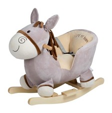 Schaukeltier Birkenholz Polsterung grau beige