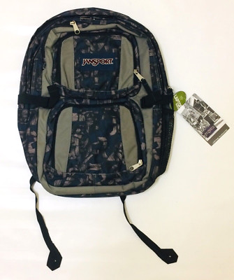 BNWT JanSport Laptop School Backpack Gray and Blue Fits 17'' Laptop Sleeve