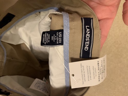 LANDS END Khaki School Uniform Perfect Chino Pants Boys 8 INSEAM 22.5 In NEW $36 - Picture 3 of 6