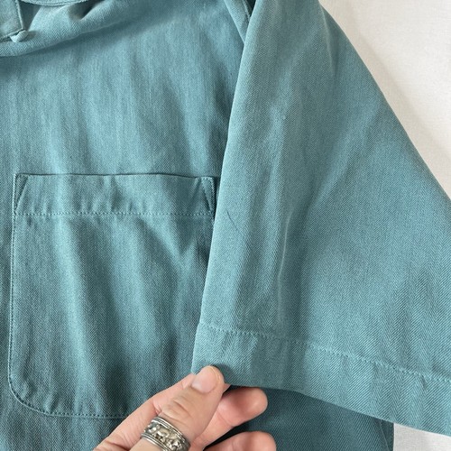 Marshall Fields Vintage Shirt Mens XL Blue 100% Silk Short Sleeve Button Up - Picture 5 of 11