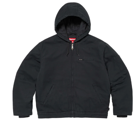 Supreme®/Thrasher® Hooded Work Jacket Neckface Black Size Supreme®/Thrasher® Hooded Work Jacket Neckface Black Size