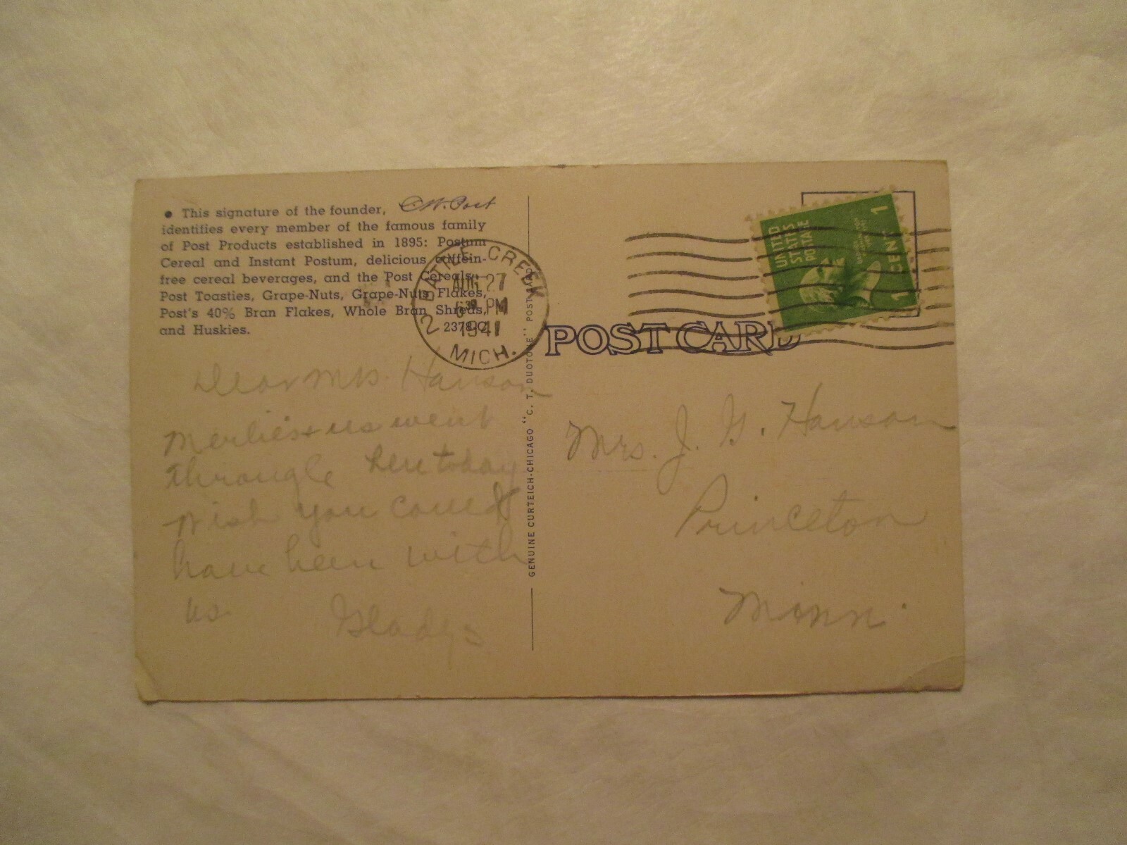 Battle Creek Michigan Pure Food Factories Post products MI Postcard eBay