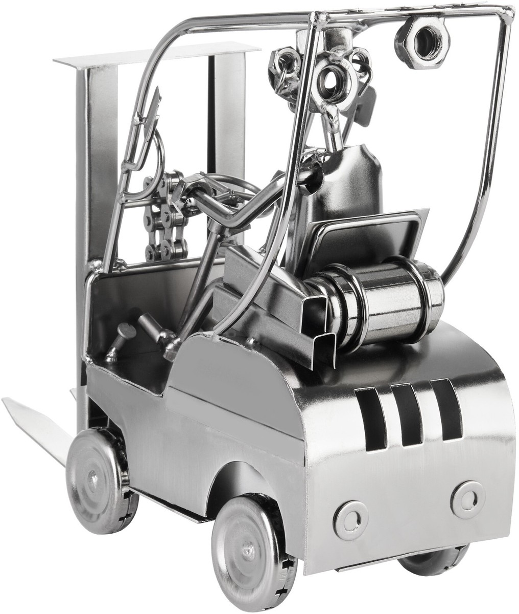 Metall Gabelstapler Handgefertigt – Industrielle Stahlfigur Als Büro- & Wohnzimmerdekoration Mit Gravur-Option