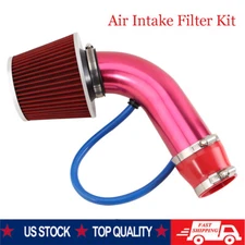 Red 76mm Car Cold Air Intake Filter Induction Kit Pipe Power Flow Hose System