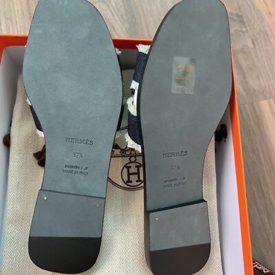 ☆BRAND NEW☆ HERMES Canvas Denim Oran Sandals/ 37.5 | eBay