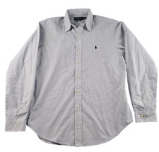 Ralph Lauren Classic Fit Shirt Men 16 34/35 Blue Checked Long Sleeve Button Up
