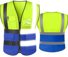 HI VIS VIZ VEST HIGH VISIBILITY WORK WAISTCOAT WITH PHONE & ID POCKETS YELLOW