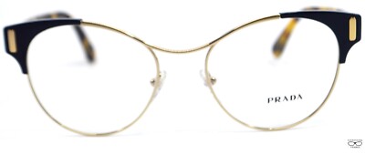 PRADA PR61T VAY-1O1 NAVY AND GOLD Eyeglasses  New Authentic 52