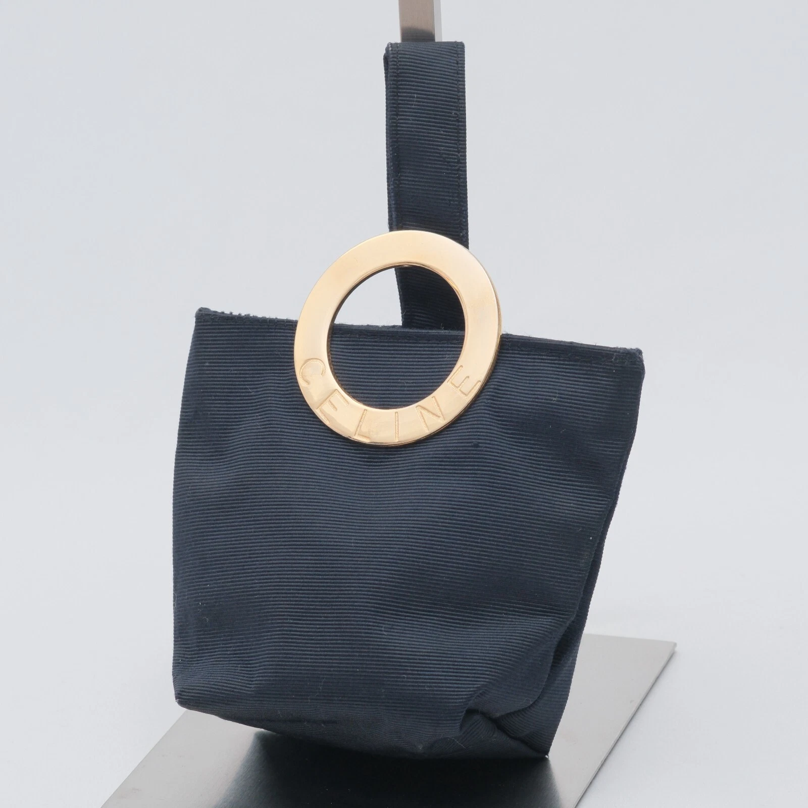 CELINE Mini Pouch Borsa a Mano Logo Cerchio Navy Autentica