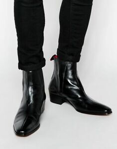 leather boots for men black