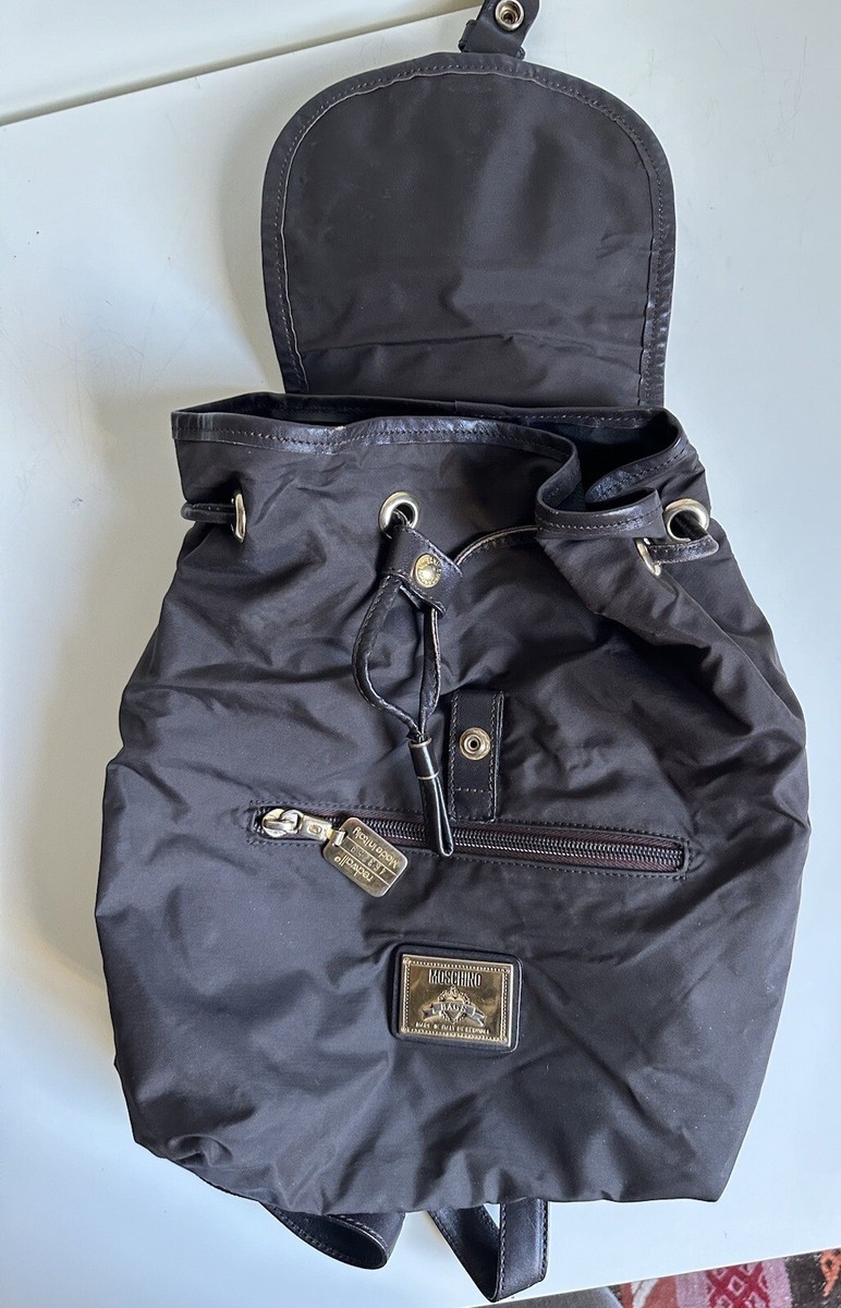 Moschino Backpack Bag Chocolate Brown Original Vintage Nylon  display picture 2