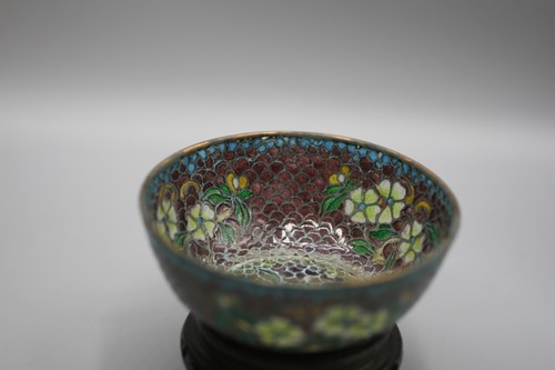 Vintage chinesische Plique A Jour Blumenschale mit Ständer L1 - Bild 6 von 6