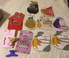 New on card lot of 9 metal hair clips one plastic on card one used plastic