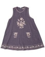 ZARA Womens Sleeveless Tent Dress UK 14 Medium Blue Floral Linen DE07