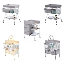 Uimoso Baby Changing Table Folding Diaper Changing Station with Lockable Wheels