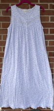 Eileen West Long Cotton Nightgown Women S White Blue Sleeveless Prairie Cottage