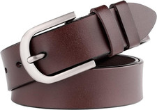 Women Leather Belt for Jeans Pants Dresses Black Ladies Waist Belt with Pin Buck