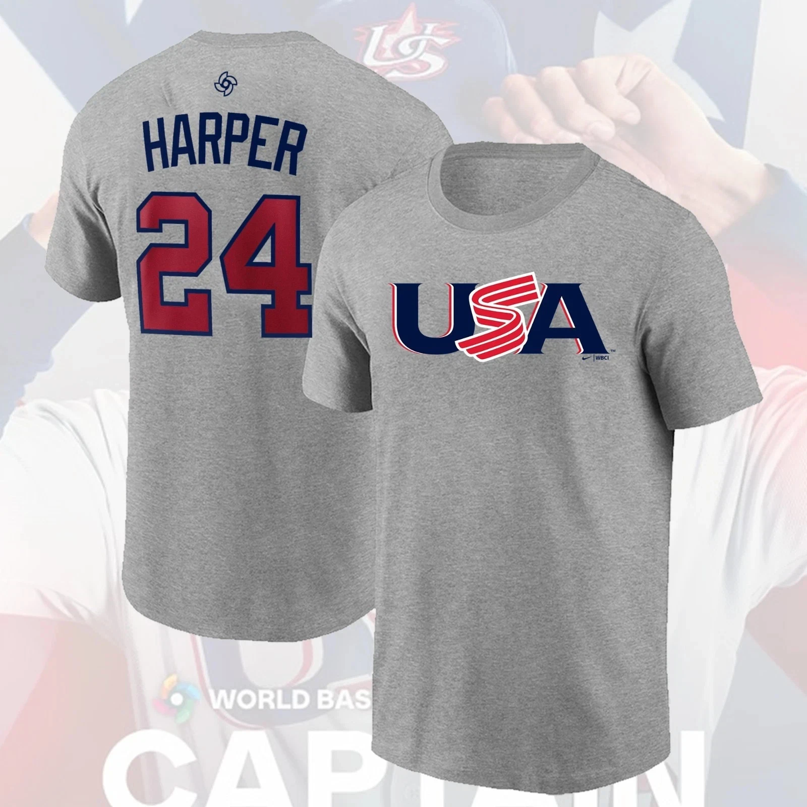 Bryce Harper #24 USA Team 2026 World Baseball Classic Name & Number All Size